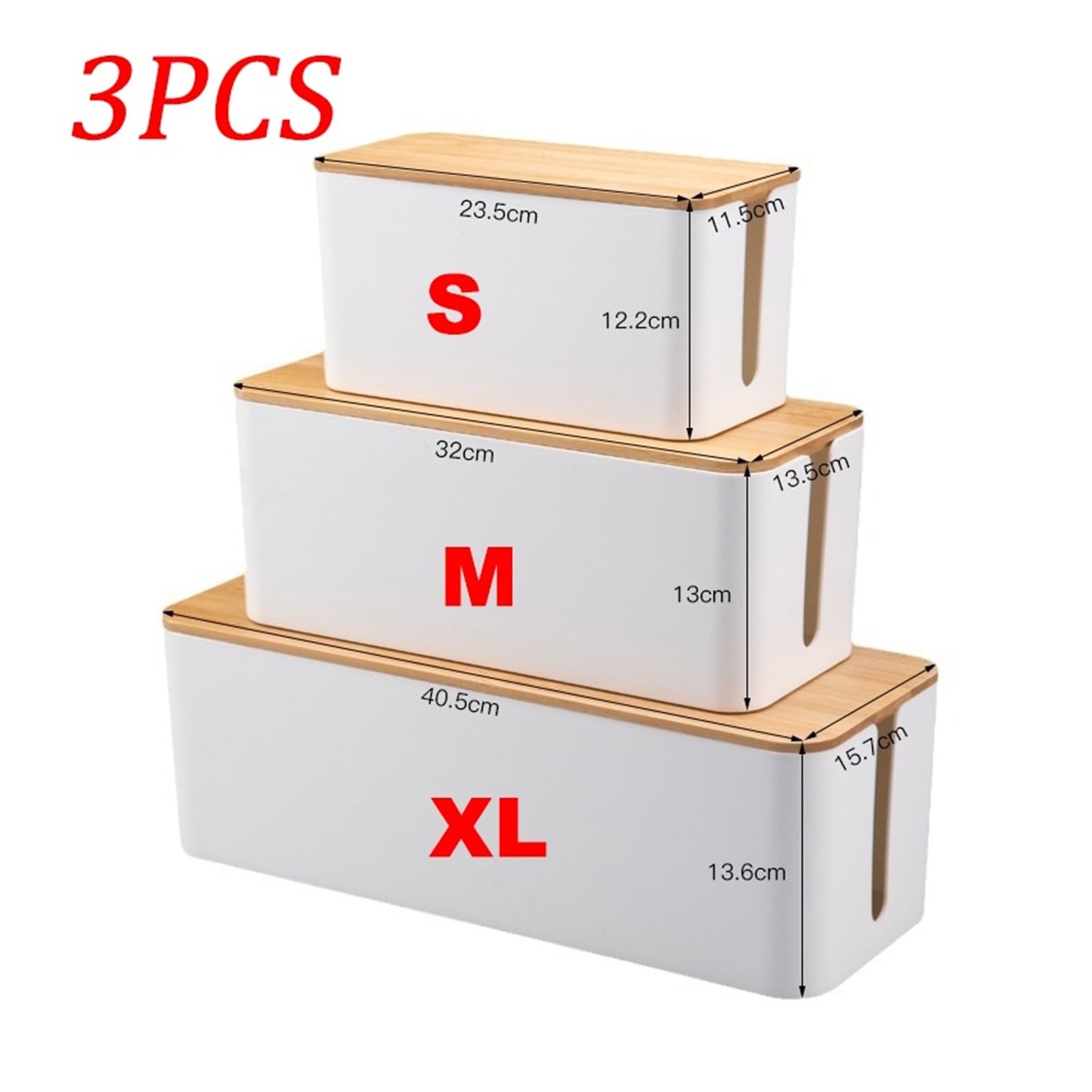 HIZON Caja de Almacenamiento de Cables, Caja de regleta de alimentación de Madera, Organizador de gestión de Cables, Enchufe de Cargador, contenedor de almacenaje for Cables de Red(XL,10pcs)