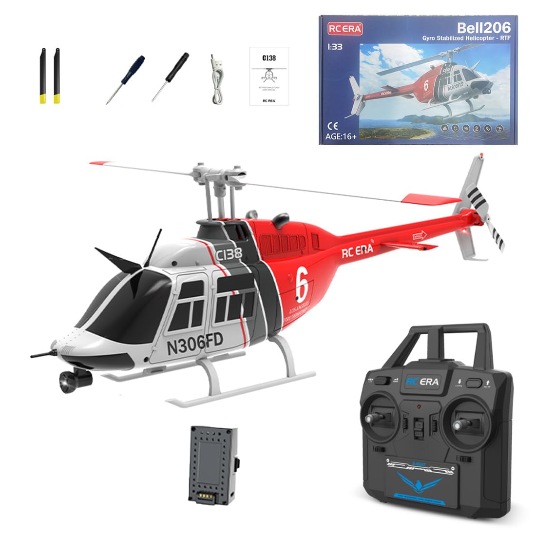 C138 RC Helicopter with 6-axis Gyro, 2.4G 1/30 6CH RC Military Helicopter & 6G/3D Flips & One Key Take Off/Landing, Remote Control Airplane Toys for Adults Beginners - RTF