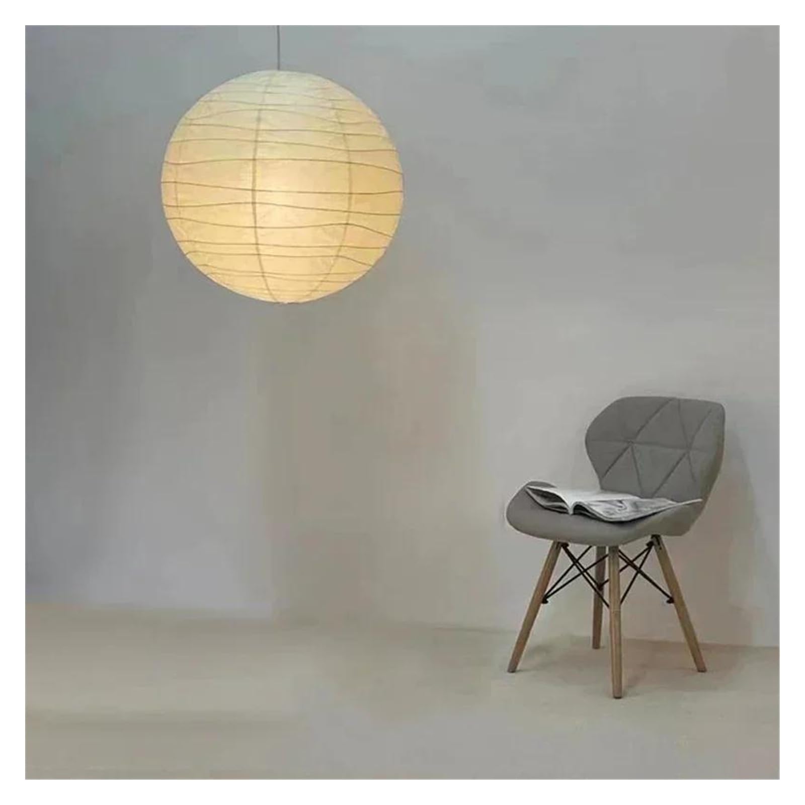 Lampion papierowy w stylu japońskim do sypialni, ciepła atmosfera, lampa wisząca do salonu, żyrandol ryżowy (3 kolory, średnica 60 cm)