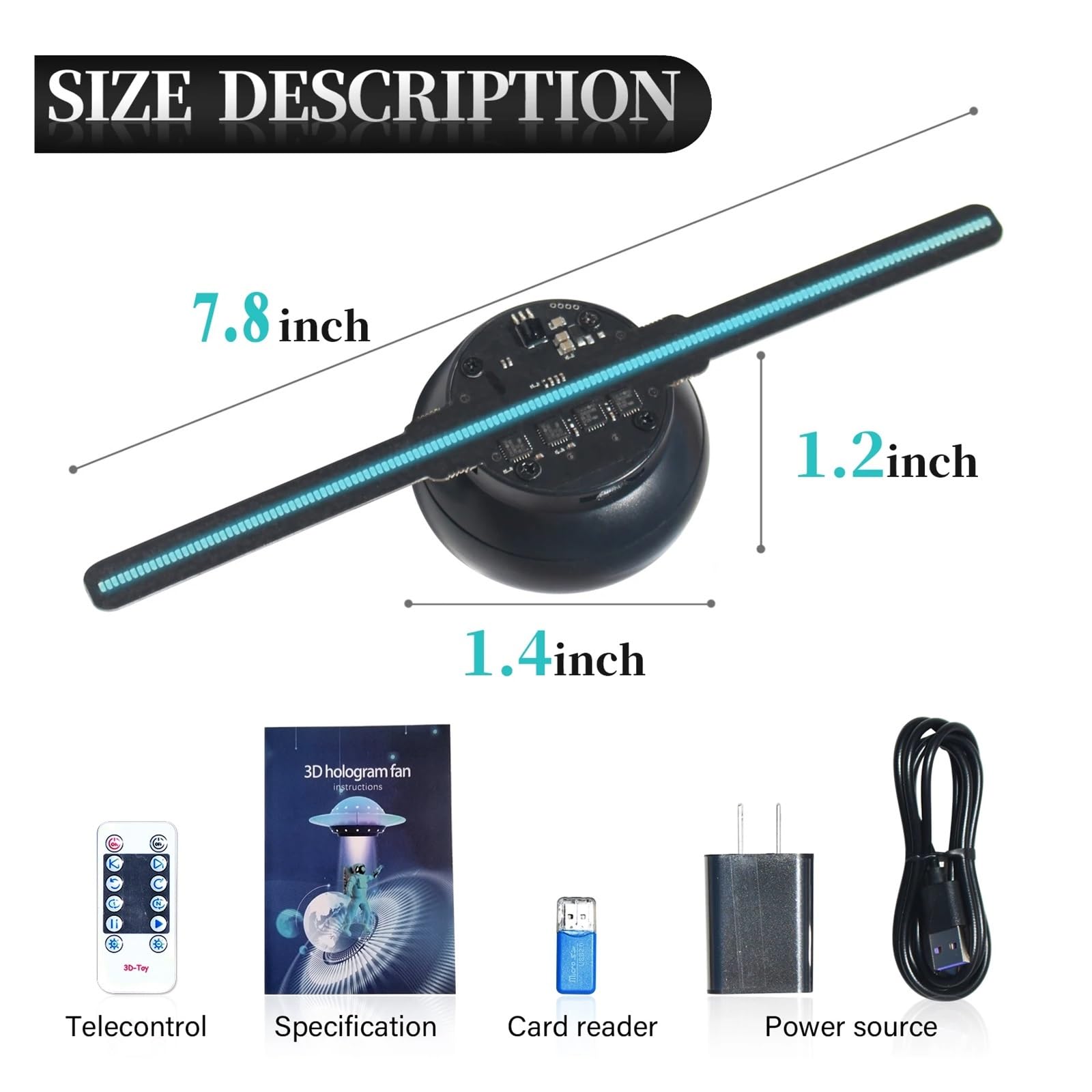 18 cm Holograficzny Projektor LED 3D Wentylator Maszyna Reklamowa Ekran Dekoracyjny 7,1 cala bez opóźnień
