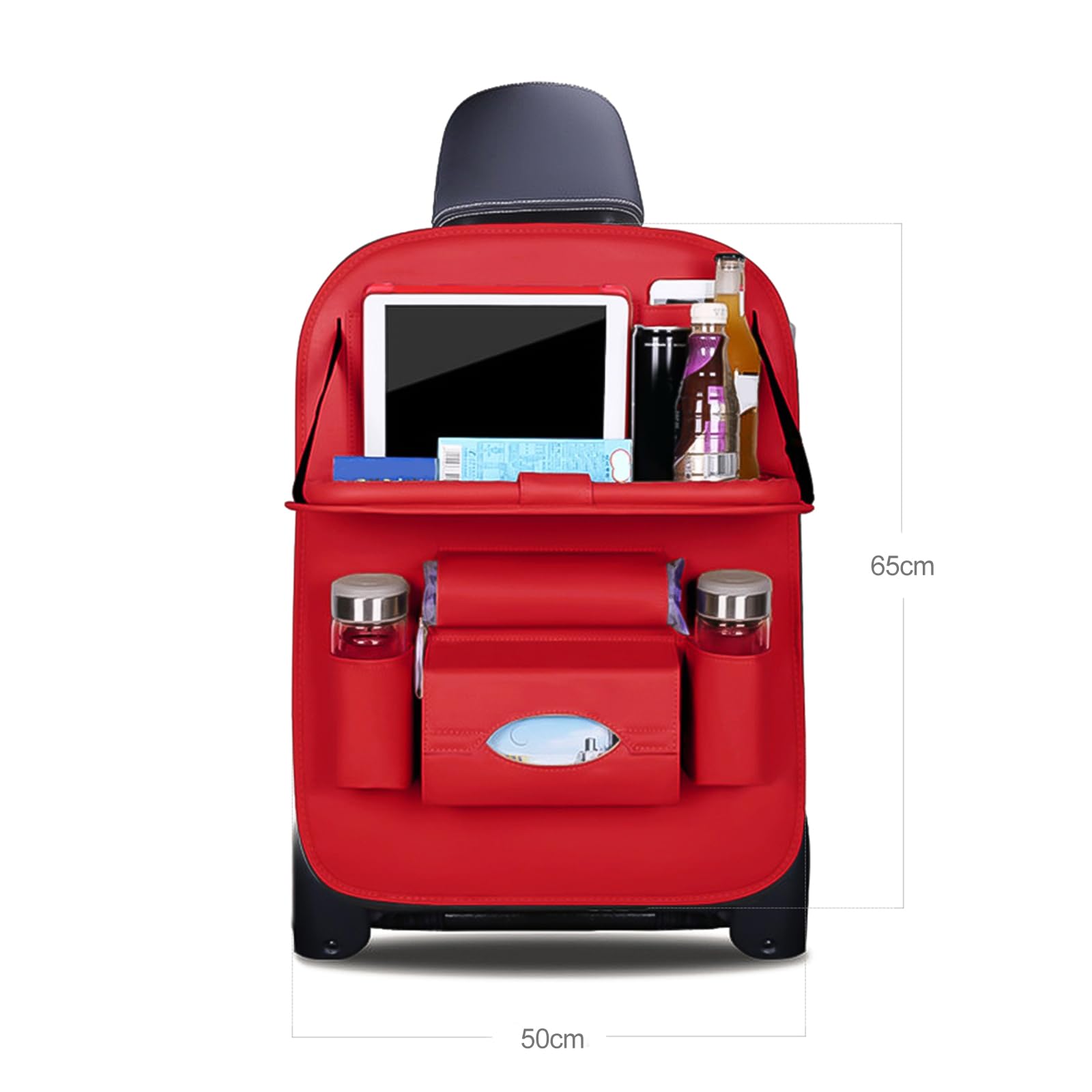 Ergocar Organizer per sedile posteriore auto, tappetino in pelle PU di lusso, supporto pieghevole per tablet, multifunzione, protezione per lunghi viaggi