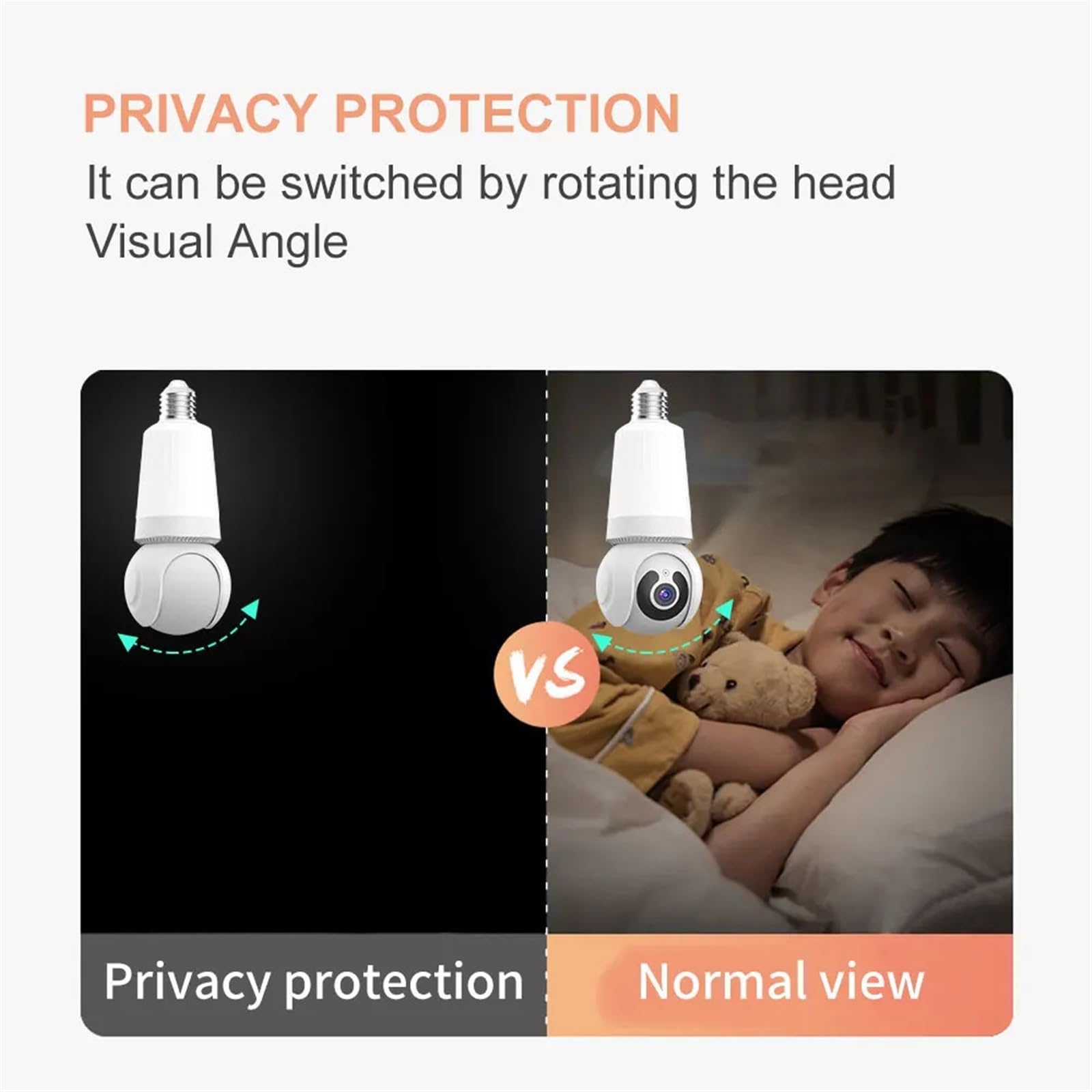 Camera Surveillance, Caméra IP d'intérieur à ampoule , Vision nocturne polychrome, suivi automatique, vidéosurveillance intelligente, moniteur de sécurité sans fil avec support E27 ,Sécurité, Antivol(