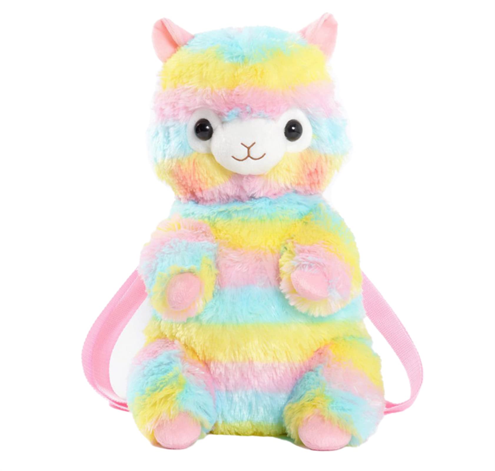 WYIKE Casual Animal Backpack Panda Backpack Cartoon Plush Small Backpack (Rainbow Alpaca)