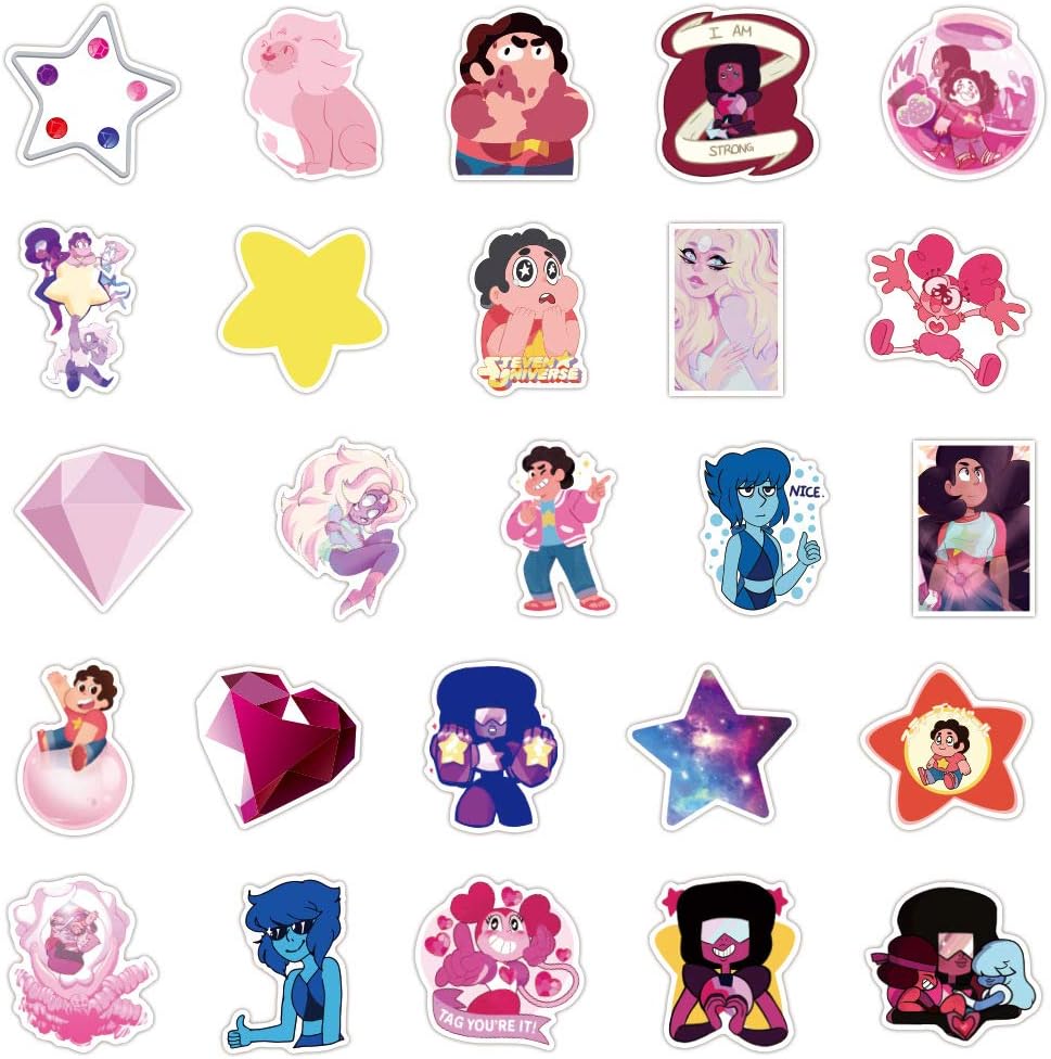 amazon com steven universe stickers for laptop 100 pcs gift for teens adults girl waterproof cartoon anime stickers for hydroflask water bottle cute aesthetic pink purple vinyl stickers for skateboard car phone baby