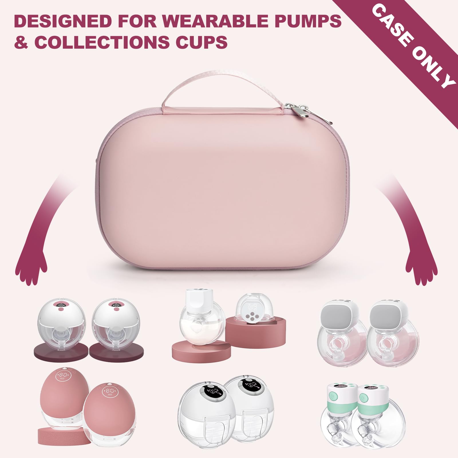 Sac de transport pour tire-lait Momcozy et Willow, utilisation avec tire-lait mains libres pour la sécurité/Medela/Eufy/Bluefair, sac de pompage de voyage avec règle pour tétons et plateau amovible