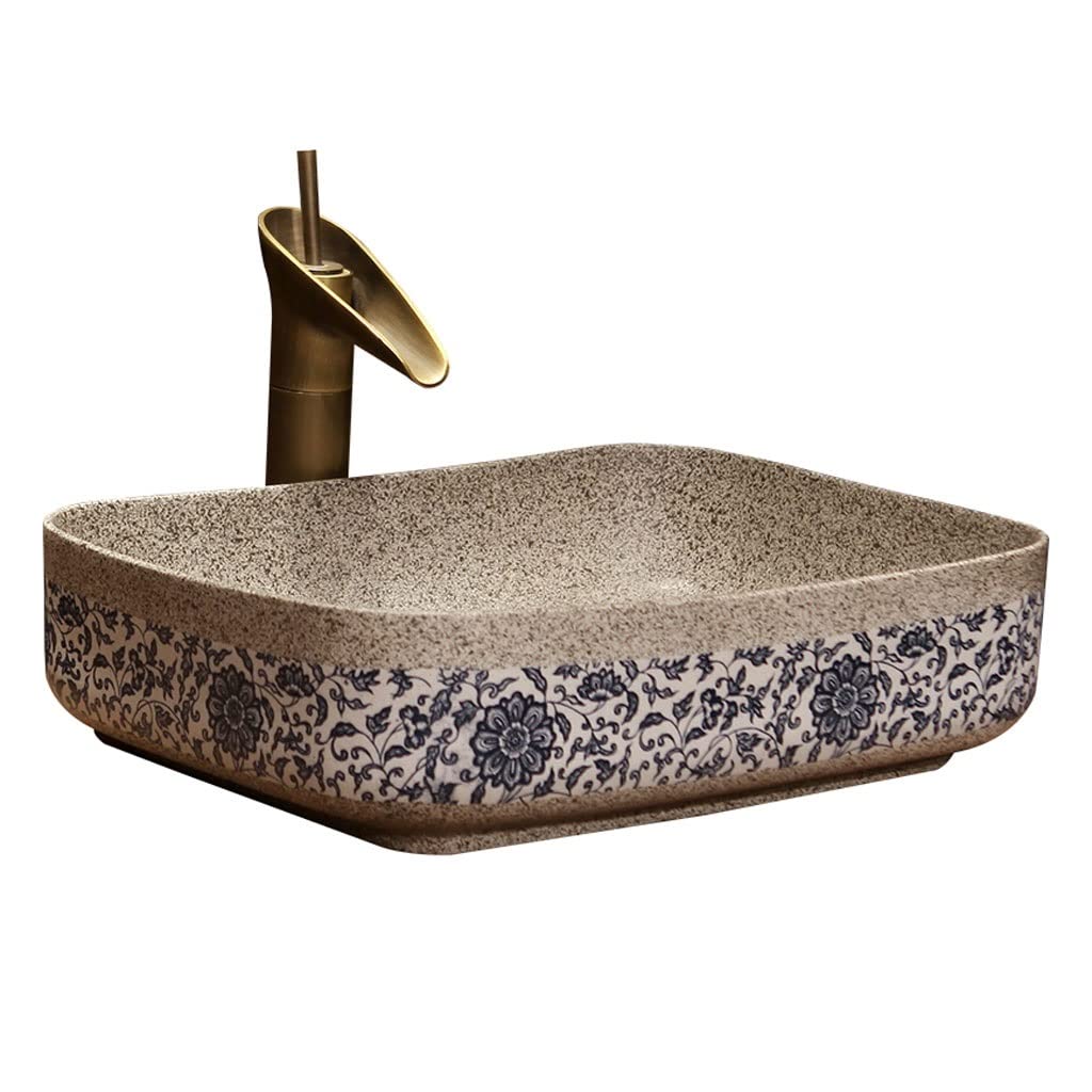 AYCDL Vanity Sink Basin Bathroom Vessel Sink Art Countertop Basin Chinese Style Ceramic Countertop Washbasin with Faucet Combination Bathroom Vanity