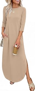 ANRABESS Women's 3/4 Sleeve Maxi Dress with Pockets, Soft Rayon Blend