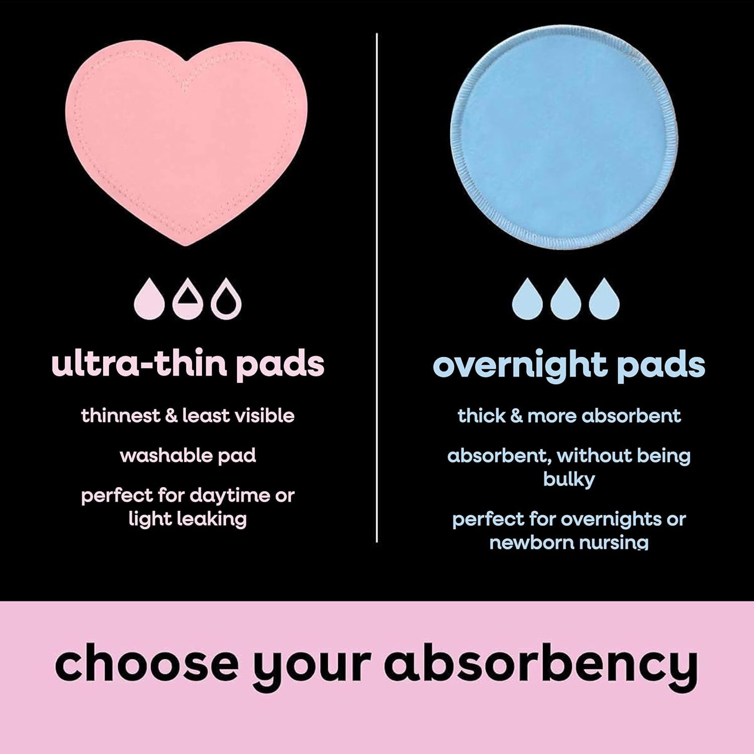 Bamboobies Overnight Nursing Pads, Ultra-Soft Velour, Reusable and Washable for Nightly Use, Leak-Proof Pads for Breastfeeding, 12 Pads
