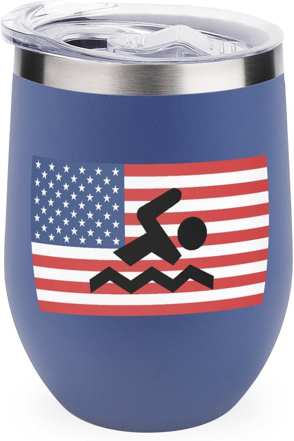 Swim United States Flag Swimming Coffee Travel Mug Cup Insulated Tumbler Stainless Steel with Flip Lid One Size