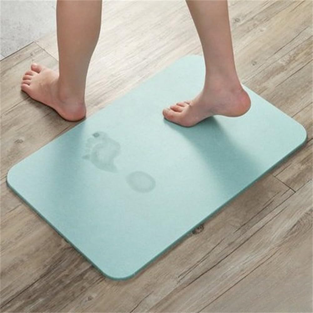 Alfombrilla de baño anslizante de diatomita 40 x 30 cm de secado rápido de piedra natural para su de baño fácil de limpiar absentediseño azul