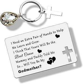 Mother Day Gift Godmother Proposal Gifts from Goddaughter Godson Wallet Card Christening Gift Announcement Gift for Godmom First Communion Gift Baptism Keychain Thanksgiving Birthday Christmas Present