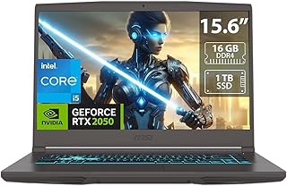 MSI Laptop Gamer Thin 15: Intel Core i5 12450H, RAM 16GB DDR4, SSD 1TB, Pantalla 15.6", NVIDIA GeForce RTX 2050, Windows 11 Home, Teclado Versión en Inglés