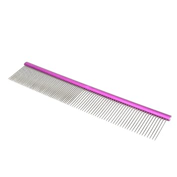 Greyhound Comb For Dogs, Metal Comb For Dogs Metal Dog Comb Cat Comb For Removing and Knots Dog Combs with Rounded Ends Grooming Tool For Long Short Haired Dog Purple