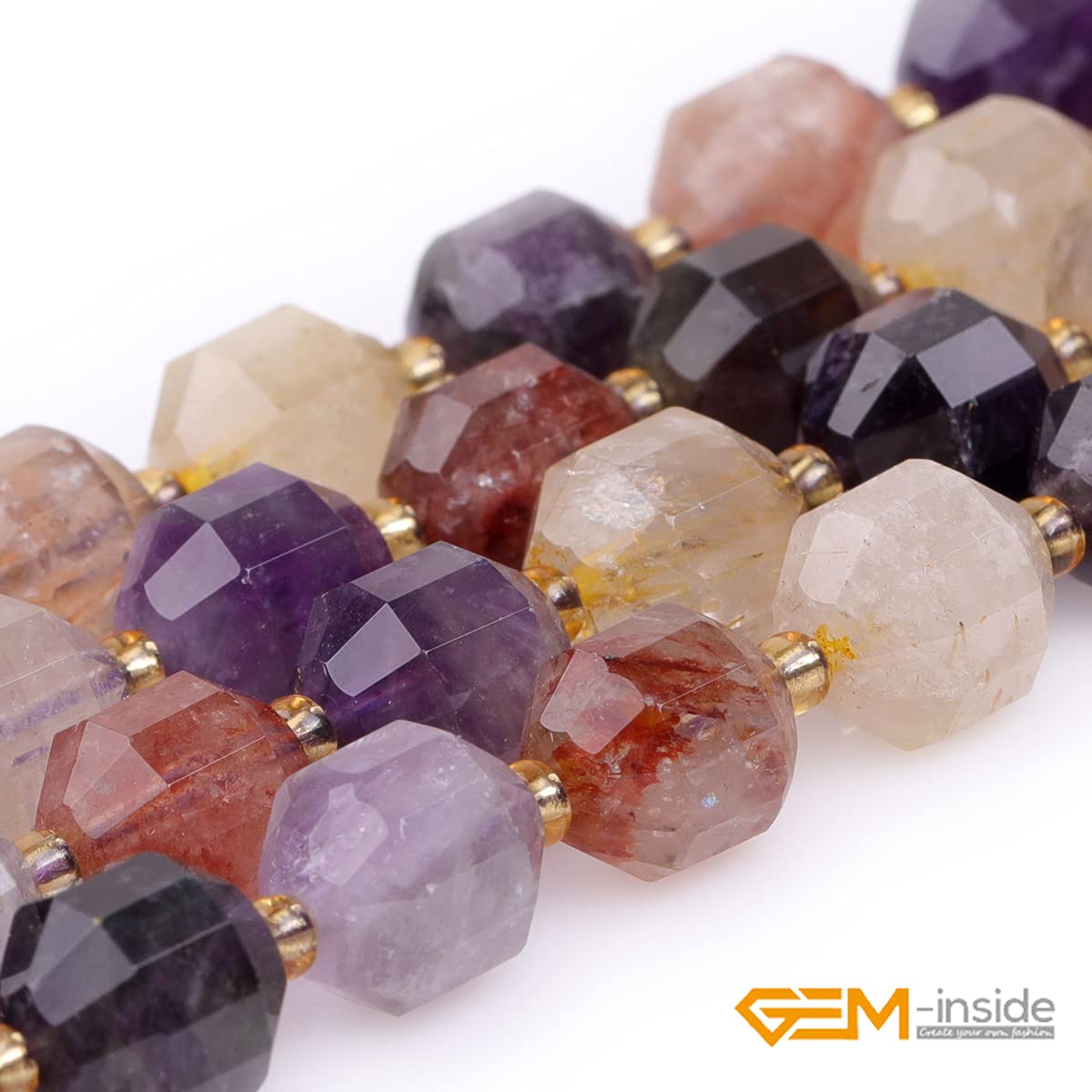 GEM-Inside 10mm 33pcs Hand Faceted Auralite 23 Quartz Natural Semi Stone Beads Beads for Jewelry Making Bulk 15" - Image 5