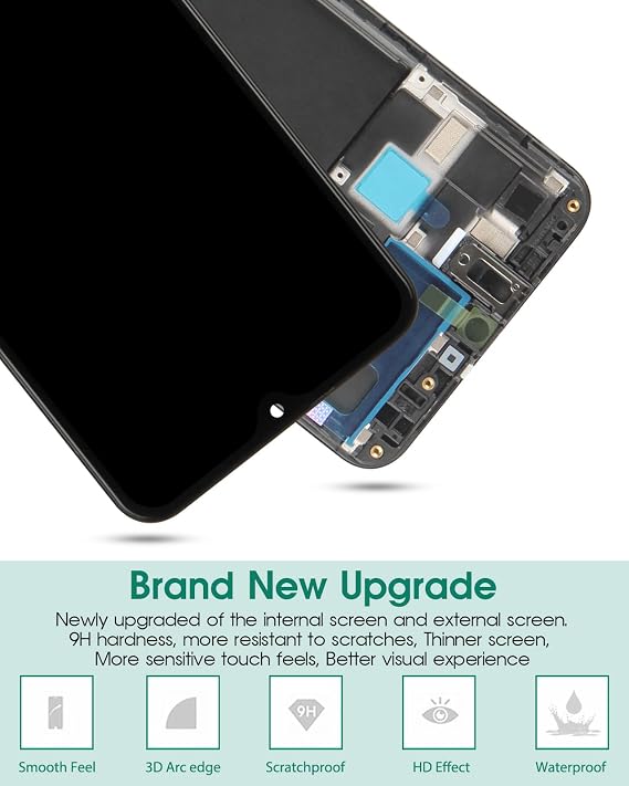 for Samsung Galaxy A20 Screen Replacement SM-A205F/DS SM-A205FN/DS SM-A205U LCD Display Touch Digitizer Glass Black with Frame