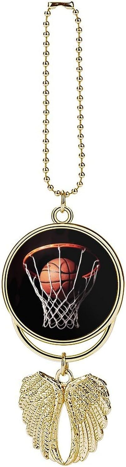 Basketball Hanging Car Charm Cute Car Decor for Rear View Mirror Sun Catcher Ornament Accessories Funny Interior Aesthetic Car Hanging Ornament Pendant for Women Golden-Style