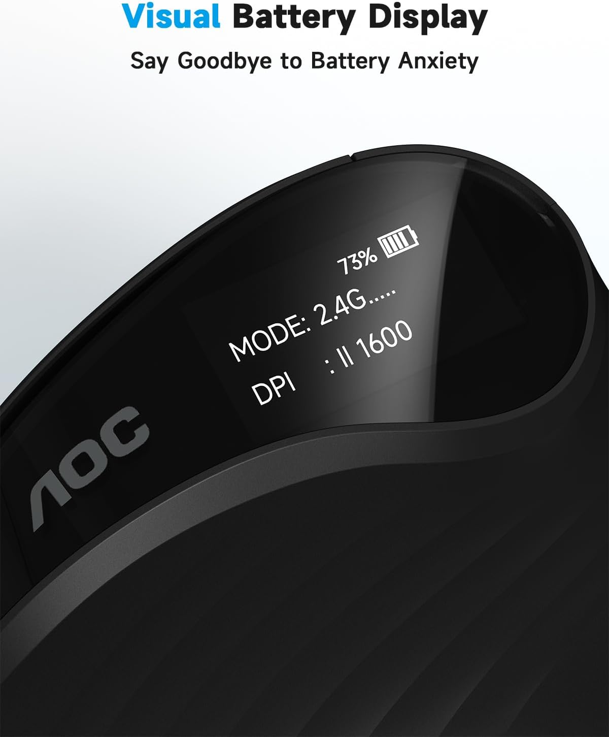 AOC 2.4GHz Ergonomic Mouse, Wireless Bluetooth Vertical Mouse for Work, 4800 DPI Optical Tracking, 5 Adjustable DPI, Quiet Clicks, RGB Light, Compatible with Computer, Laptop, PC, Mac, Desktop - Black