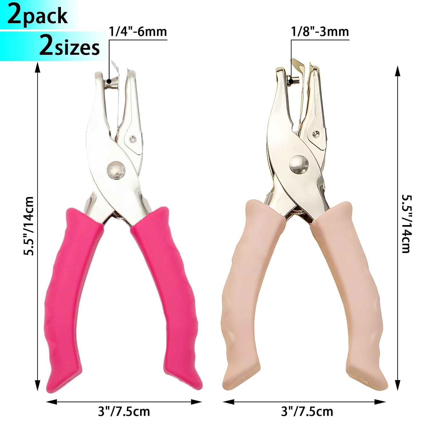 Single Hole Punch 1/4" & 1/8", Small One Hole Puncher for Paper, Crafts