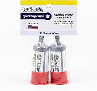Quickfill Light Weight All-Purpose Spackling Paste Refill Cartridges, Includes (2) 20ml Refill cartridges. Use to Repair Nail and Screw Holes, Cracks, and Other Minor Drywall Damage