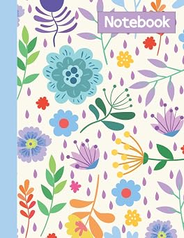 Notebook Floral Purple Harmony Pattern Composition Notebook - College Ruled 100 Pages - Large 8.5 x 11 - 50 Sheet