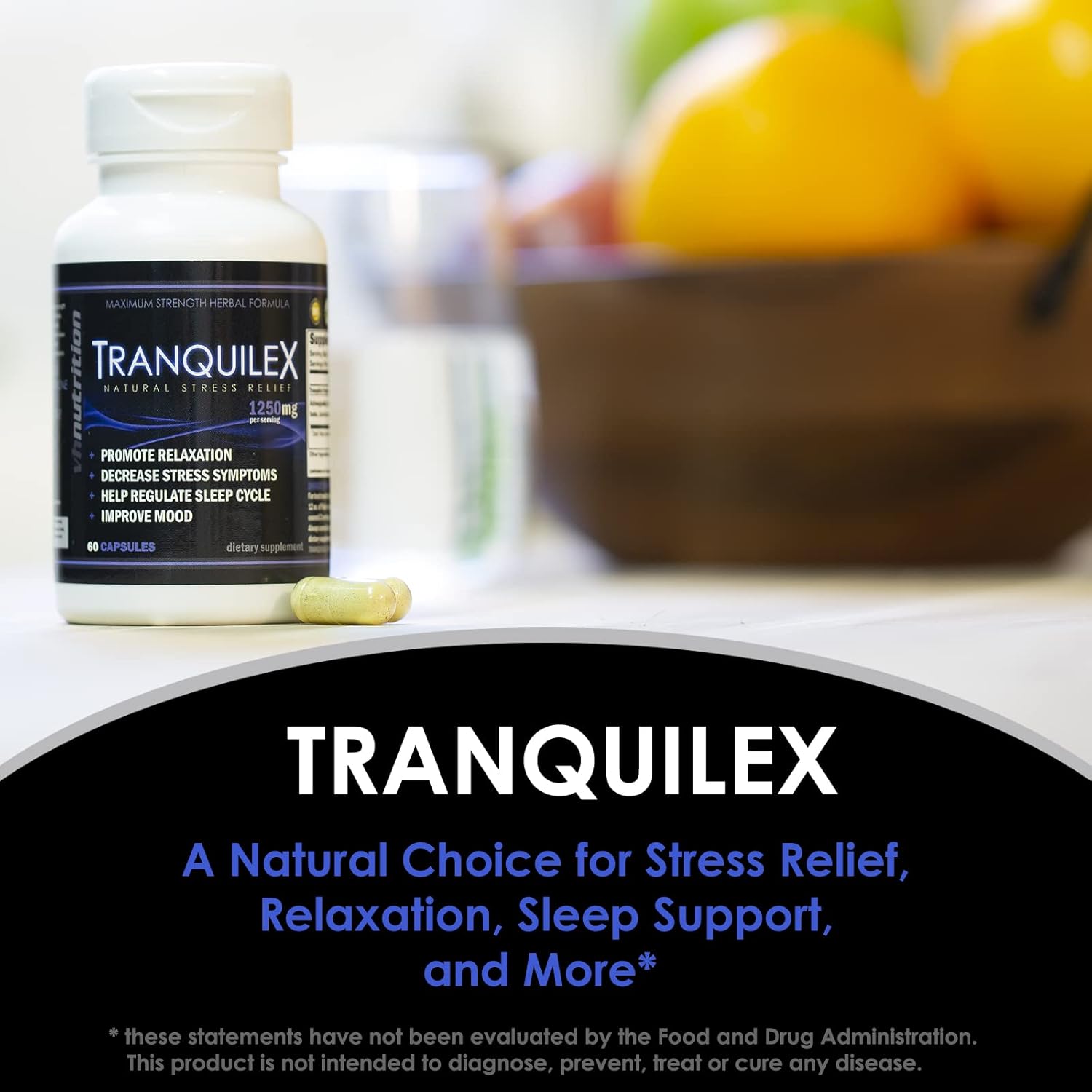 VH Nutrition Tranquilex Suplemento para aliviar el estrés Ashwagandha Passion Flower Kava Kava