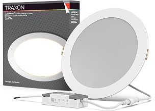 TRAXON LUXPOINT® Slim Recessed LED Downlight 20W 3CCT 3000K/4000K/6500K with External Driver, Round LED Panel Ø224mm Cut 205-210mm, Interior Ceiling LED Spotlight 120° 220-240V (White, 20W CCT)