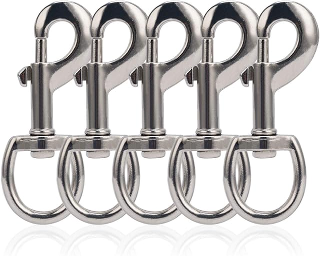 OWAYOTO Swivel Eye Bolt Snap Hook Dog Lead Clips Dog Lead Clasp Flag Clips Flag Hook Heavy Duty Pet Leash Flag Pole Key Chain 3.425 Inch 5pcs