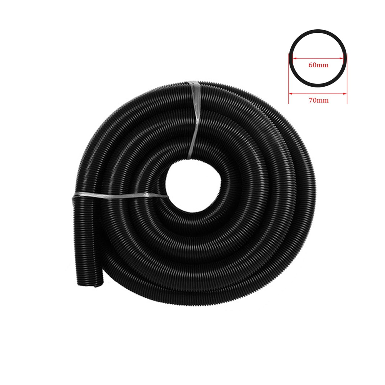 Staubsaugerschlauch Innen 60 Mm/außen 70 Mm, Weiches Rohr, Langlebig, Strohhalme, Rohr, Allgemeiner Industriebalg(Black-2m (60mm))