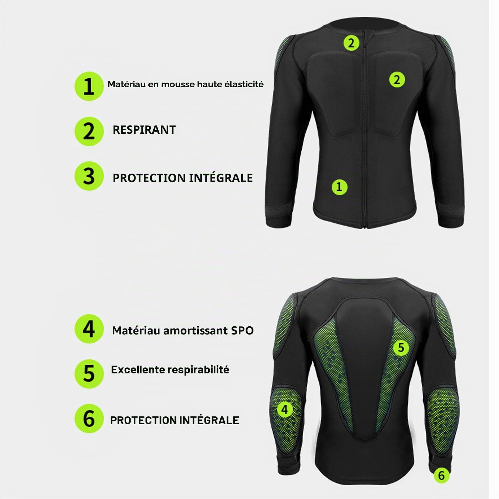 POENVFPO Chemise Blinde Protectrice, équipement Complet du Haut du Corps avec des Coussinets D'absorption de Choc Protection de Moto Respirante pour la Conduite