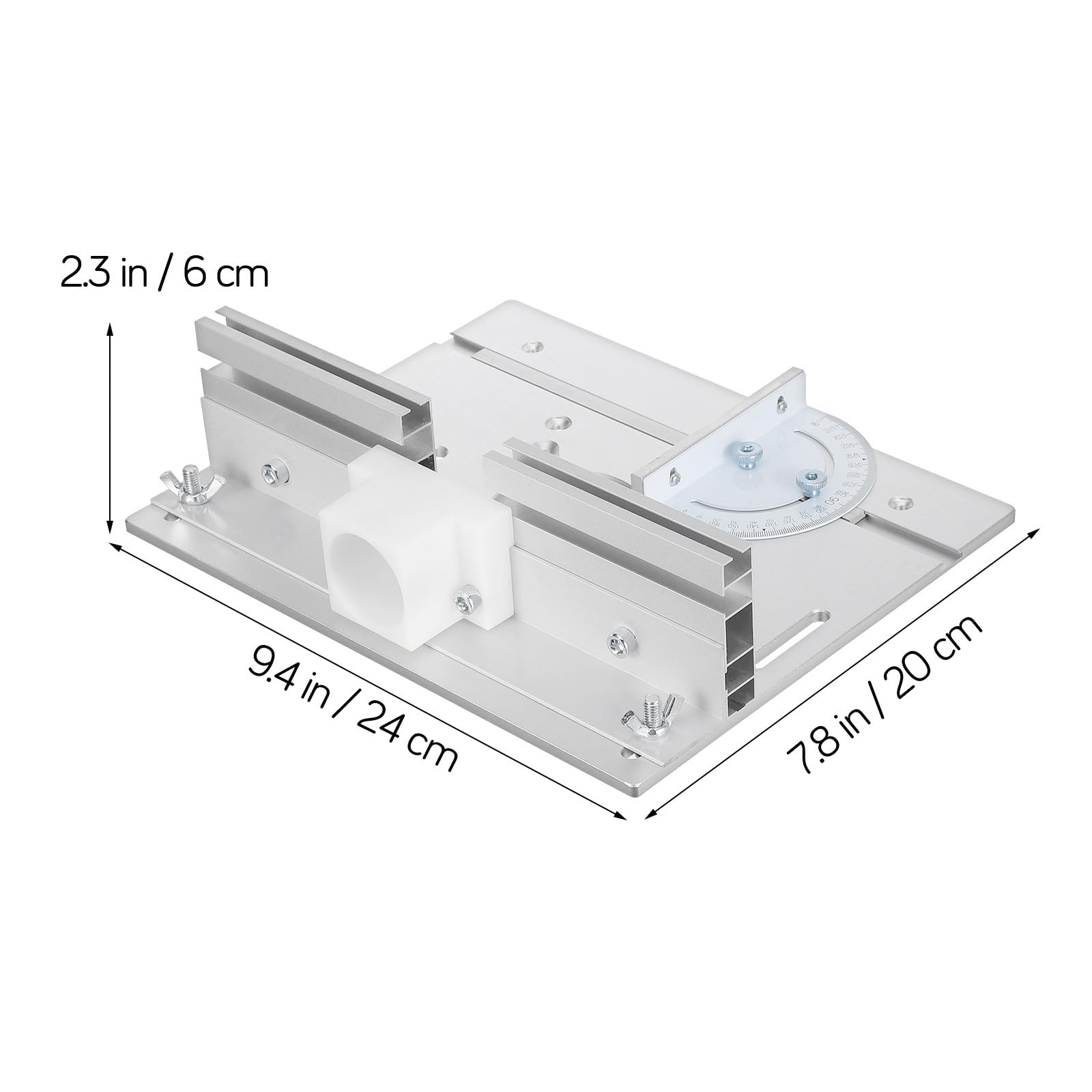 Placa Base Abatible de Aleación de Aluminio para Fresadora de Carpintería, Kit de Plateadas, Soporte con Escala de Medición Profesional para Banco de Trabajo, Accesorio