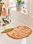 Peach Clean Bath Mat, Bathroom Decor Area Rug, Peachy, Soft & Absorbent Plush Coral Fabric, Also for Bedroom, Children's Room, Non-Slip Washable