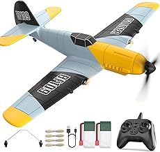 DEERC Remote Control Airplane 3 Channels BF-109 Remote Control Hunting Toys, 2.4GHz 6-Axis Gyro Stabilizer, RTF Glider, RC Airplane with 2 Batteries, Easy to Fly for Children and Beginners