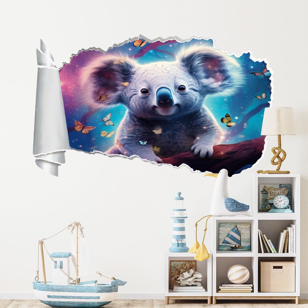Adesivi Murali 3D Fracassato Farfalla Koala Decorazione Domestica Smontabile Del Tatuaggio Della Parete Animali Carini Decalcomanie Impermeabili For Baby Room Wall Decor