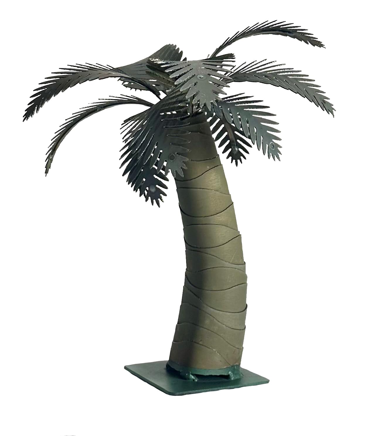 Miniature Metal Palm Tree Sculpture Handcrafted Small Palm Art for Home or Desk Decor