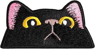 GroveEss Cat Face Iron on Patch for Clothes,Cute Embroidered Ironable Patch,Embroidery Appliques Badge Sew on Patch DIY Accessory for Backpacks Jackets Jeans Bags Craft Making