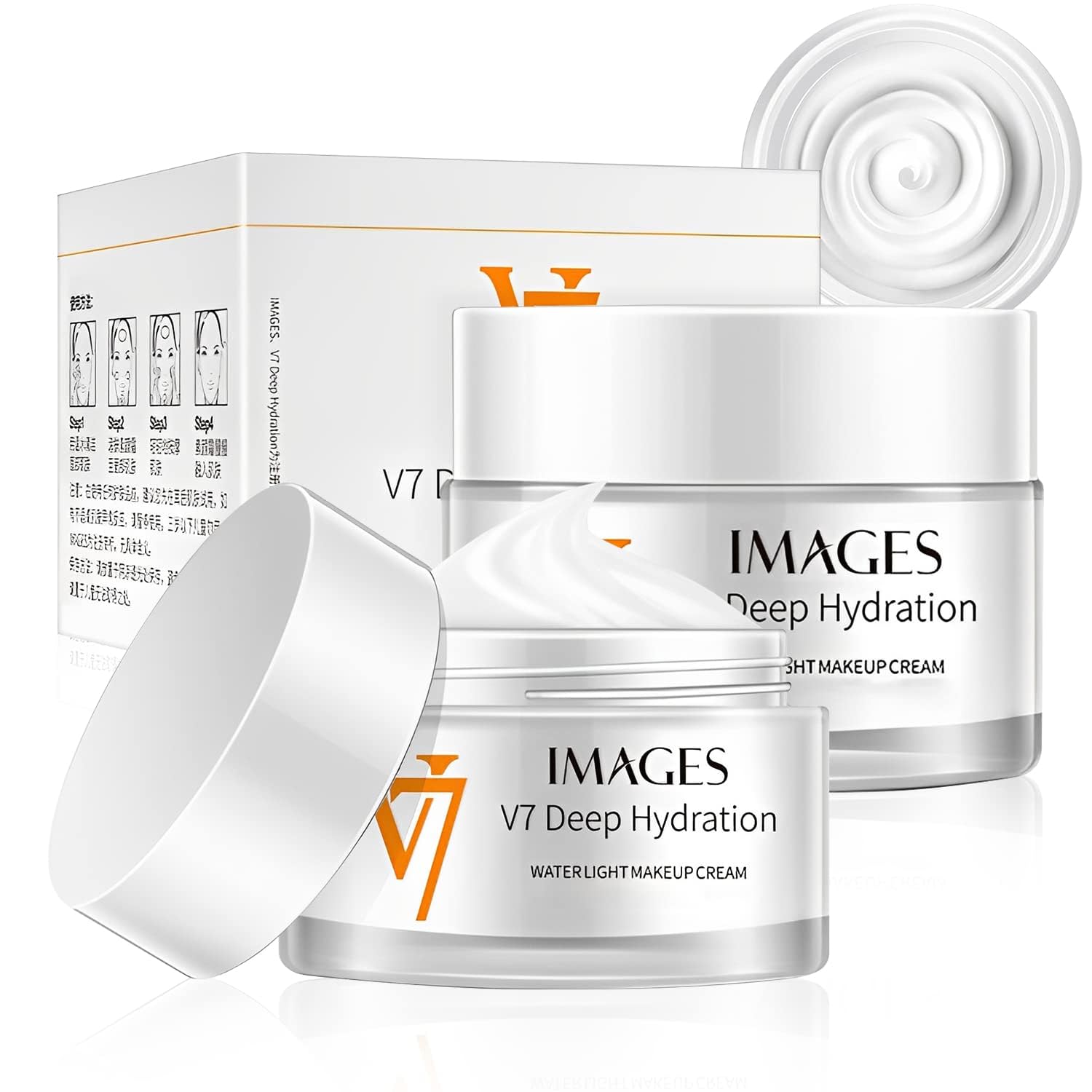 AzoneeMoisturizing Cream, V7 Deep Hydrating Water Light Cleansing Cream, Korean Face Cream Facial Moisturizer, Natural Face Cream Young Skin Water, Toner (2 Pcs)