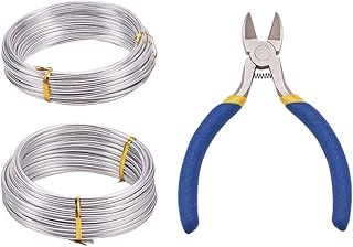 PandaHall Elite 2 rolki 2,5 mm/3 mm około 10 m/rolka srebrny drut aluminiowy i żelazne szczypce do cięcia bocznego do majsterkowania