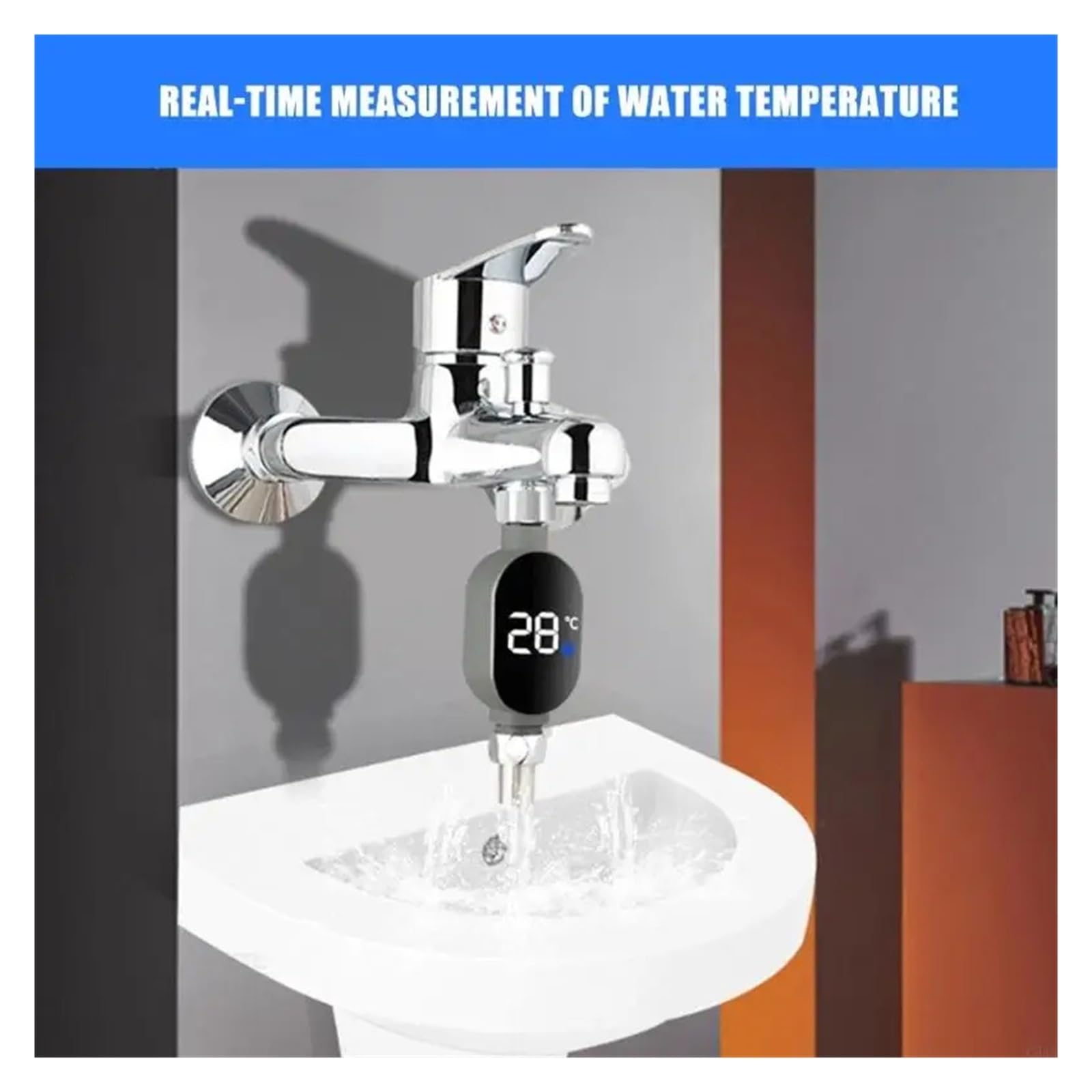 Termometro a LED per doccia. Misuratore intelligente a temperatura 'acqua for il bagno dei bambini con ampio schermo LED, accessorio da bagno di facile installazione Display digitale della temperatura