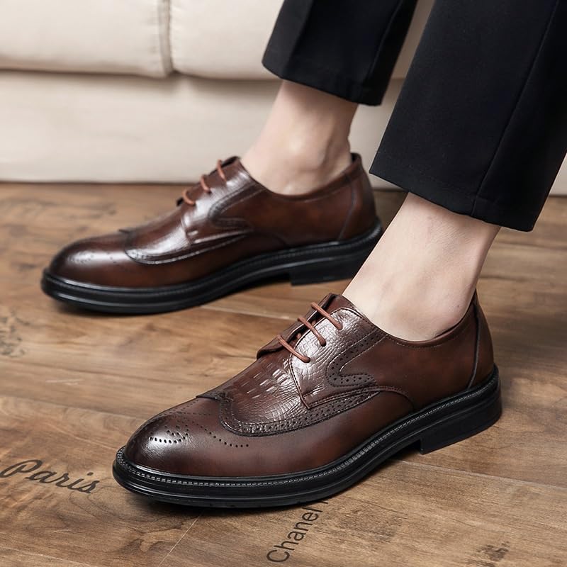 Men's Breathable Comfortable Business Lace Up Oxford Shoes Mens Comfort Hand Stitched Business Formal Derby Shoes Non-Slip Softsole Walking Shoes3
