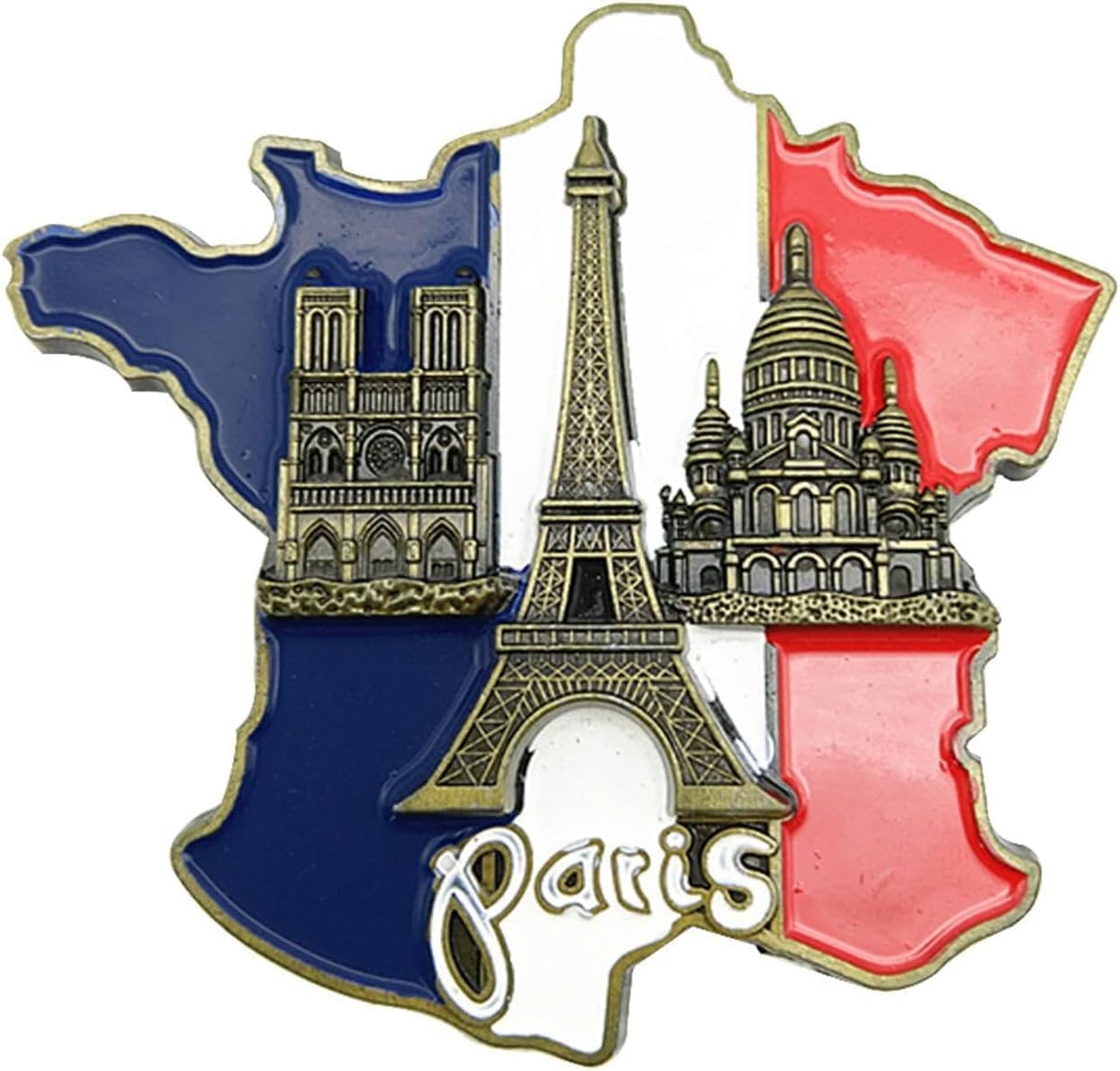 Paris Souvenir 3D Resin Fridge Magnet - Colorful France Map and Eiffel Tower Décor with Notre Dame Design, Durable Travel Gift for Home and Kitchen Accessories