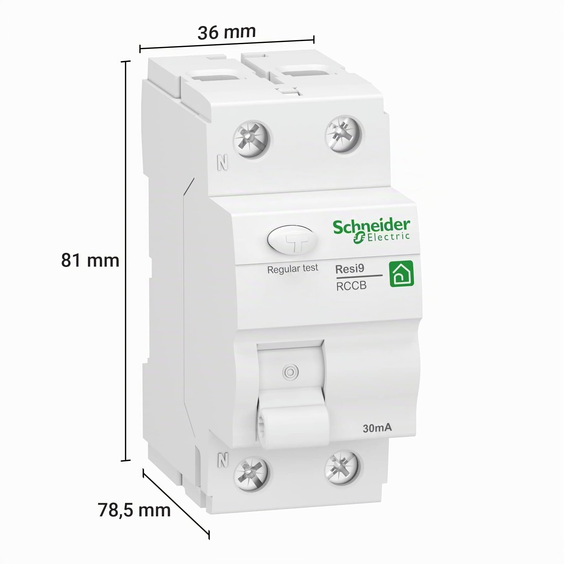 Schneider Electric 1334359 SCHN Resi9 Disjoncteur de Courant résiduel 1P+N 40A 30mA Type A, Blanc