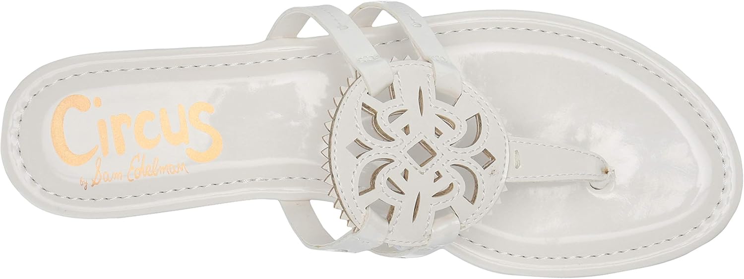 CIRCUS NY BY SAM EDELMAN Women's Canyon Flat Sandal 5 Bright White Patent