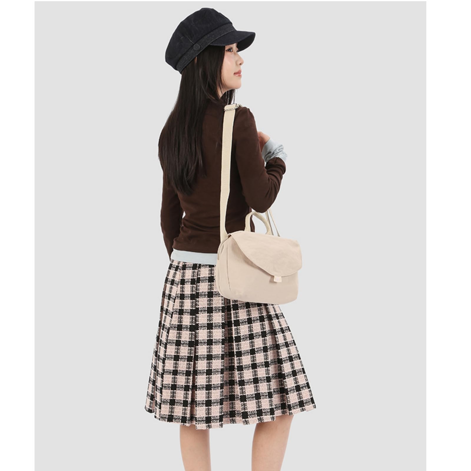 Borsa A Spalla Tracolla da Donna Elegante E Versatile Quadrata Piccola, Casual Semplice-Rosa