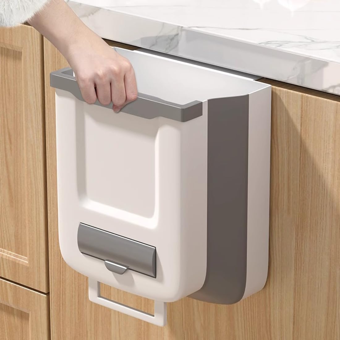 JUVEL Pattumiera pieghevole da cucina, 10 l, da appendere, cestino per la spazzatura da bagno, per auto, porte dell'armadio, campeggio, ufficio e camera da letto