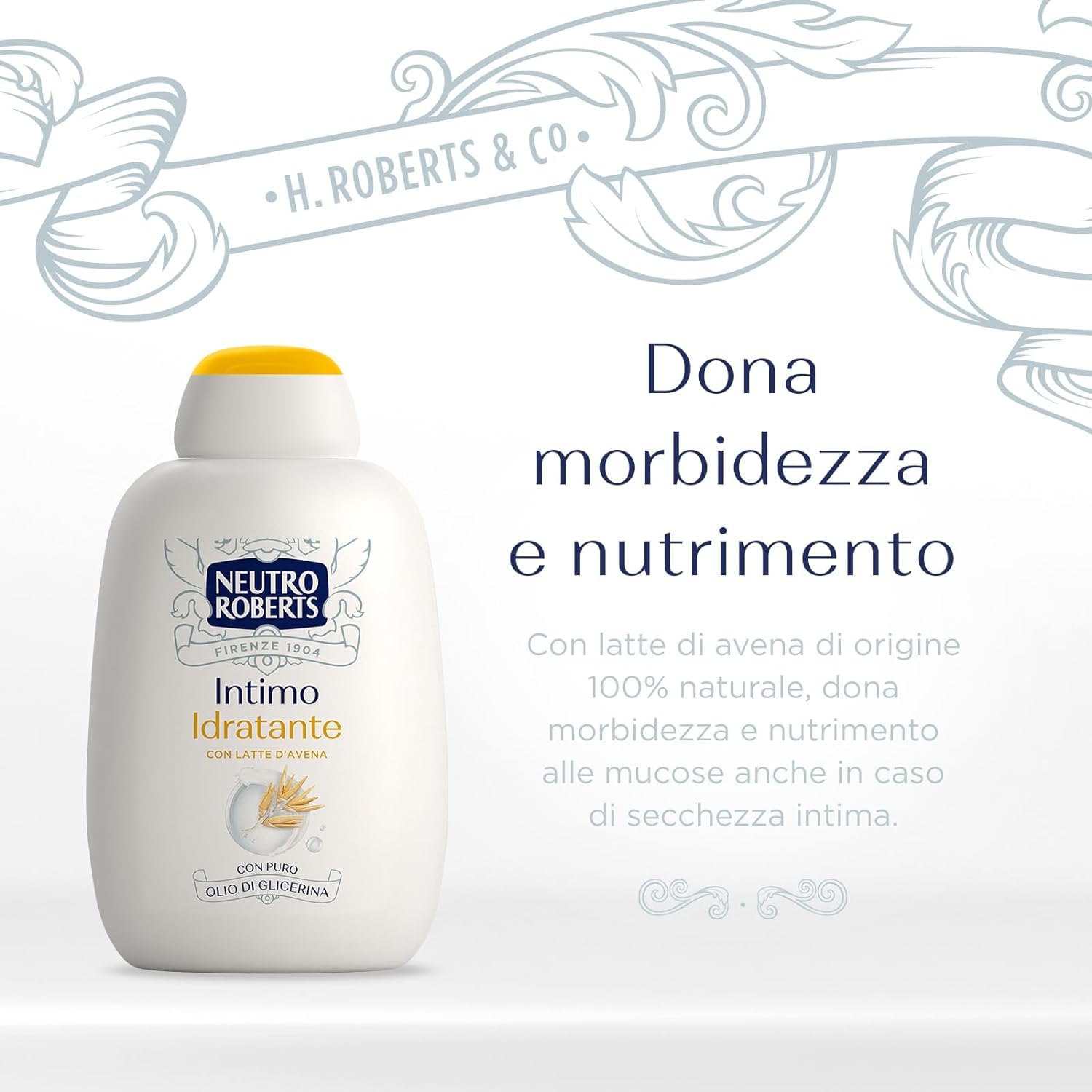 Neutro Roberts Detergente Intimo Idratante con Latte di Avena, limpiador íntimo hidratante con leche de avena 200 ml + llavero Beni Culinari gratuito