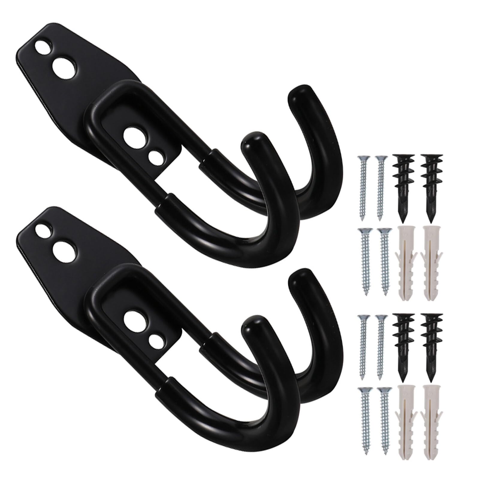 TOYANDONA Colgador de Manguera de Jardín Negro Pequeño 4 Piezas con Tornillos Gancho Resistente de Metal para Almacenamiento en Pared Soporte Antideslizante para Exteriores y Garaje
