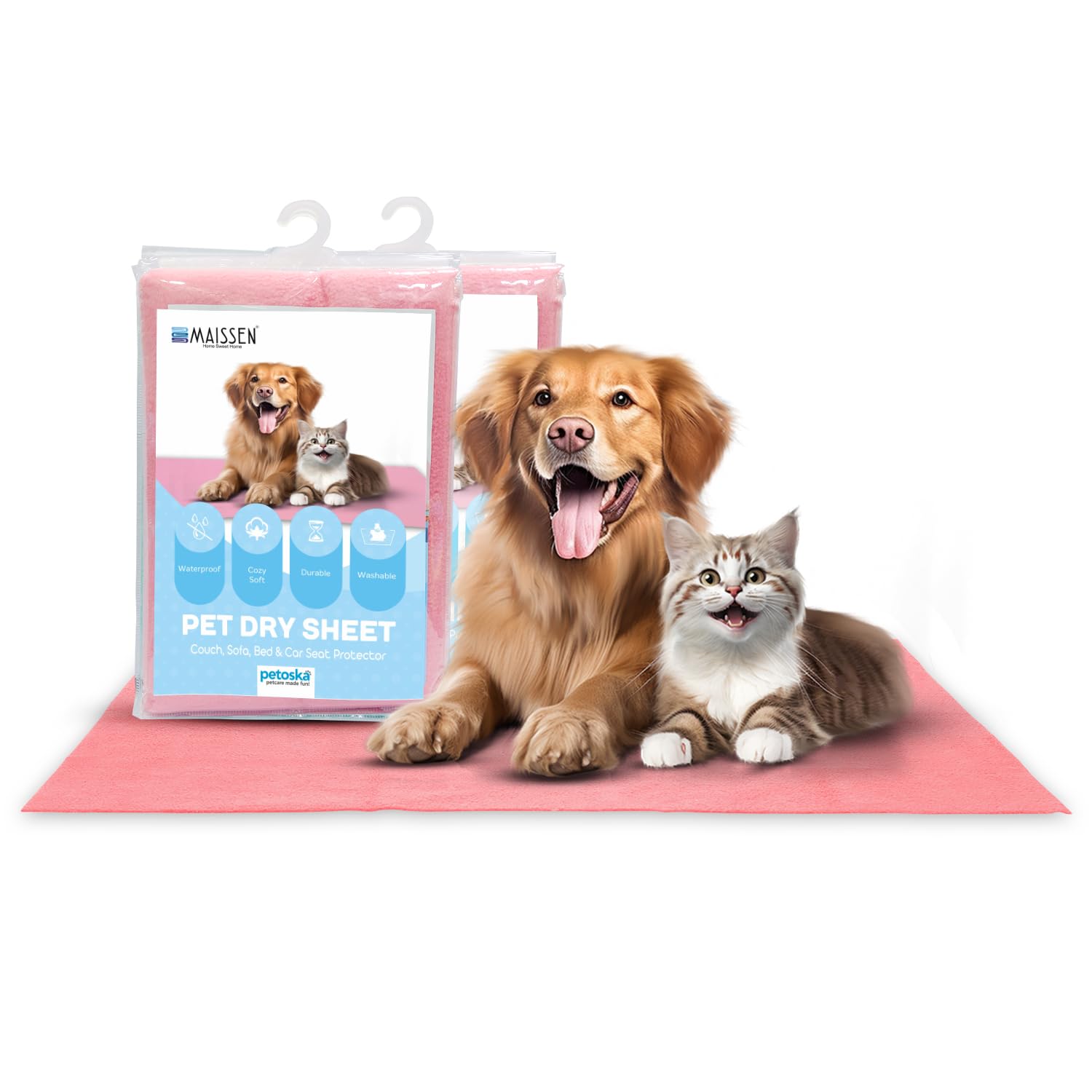 Maissen Pet Dry Sheet Medium- Coral | Pack of 2 | Size- 100Cm X 70Cm | for All Pets | Waterproof Reusable Pee Pads for Dogs | Washable Pet Dry Sheet | Training Pads for Dogs | Odor Remover | Dog Mat (B0C6PX8HTH) Amazon Price History, Amazon Price Tracker