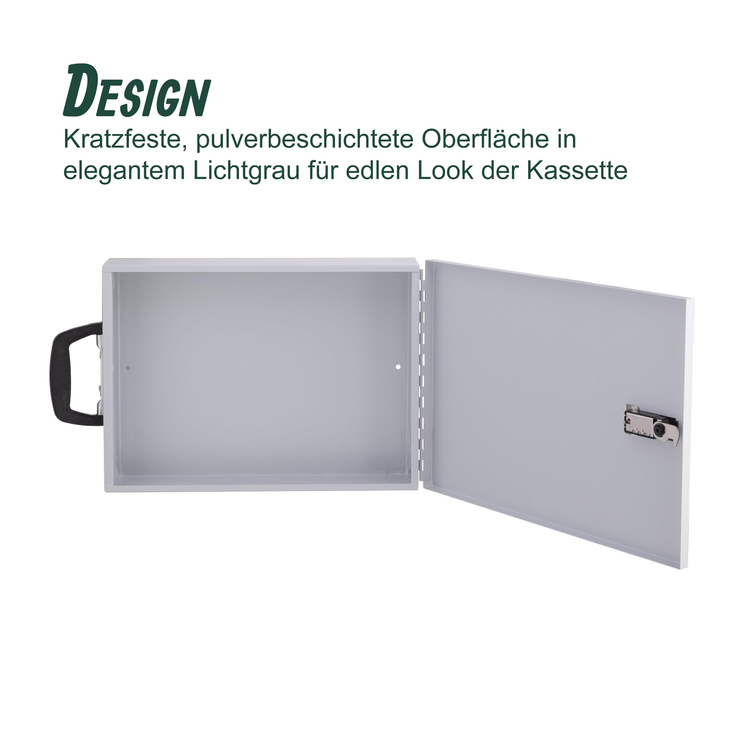 Relaxdays Dokumentenkassette, DIN A4, mit Zahlenschloss, Tragegriff, HxBxT: 7x37x27 cm, Sicherheitskassette, hellgrau