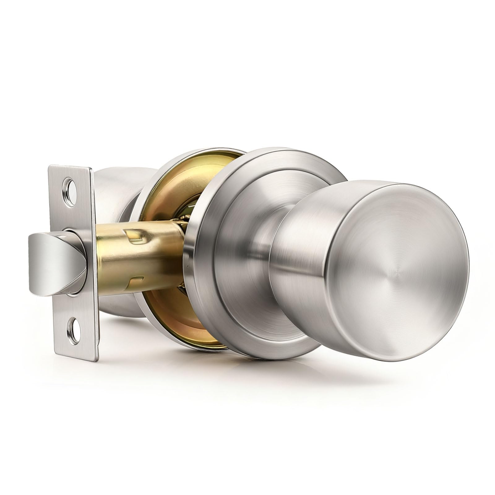 Brushed Nickel Door Knobs - 5 Pack Tulip Privacy Knobs -12