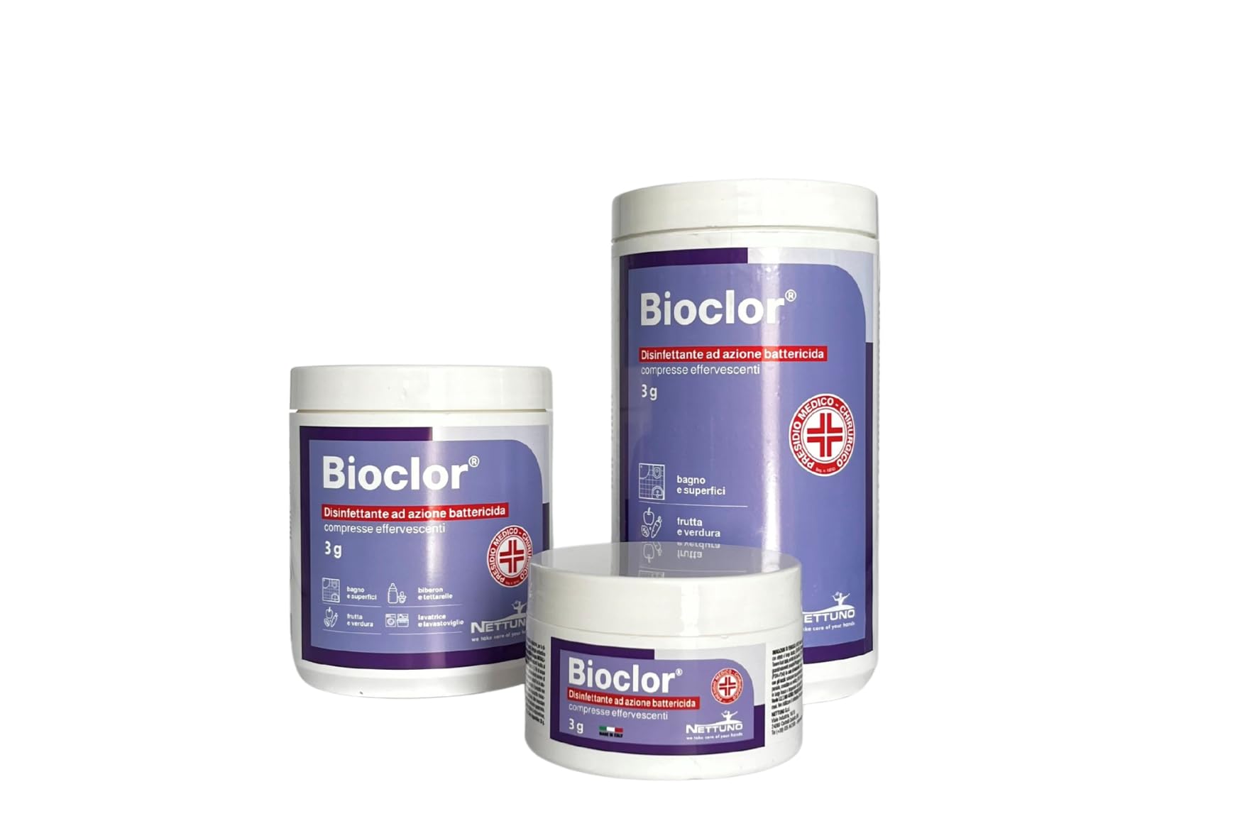 NETTUNO Bioclor barattolo - pastiglie cloro disinfettanti da 3 gr (500, Grammi)